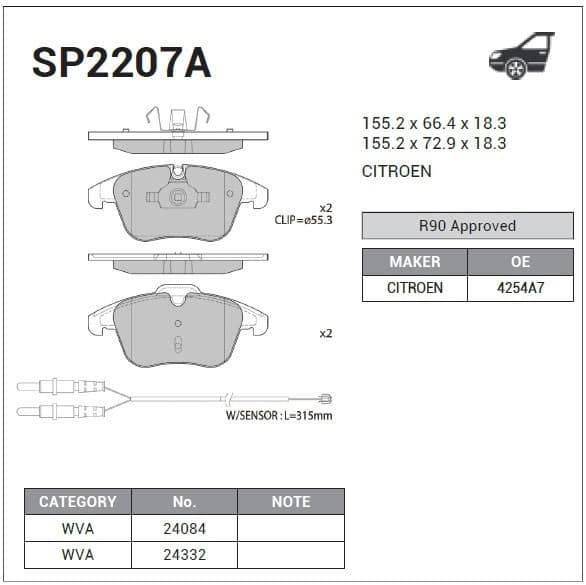 Колодки тормозные SANGSIN sp2207a